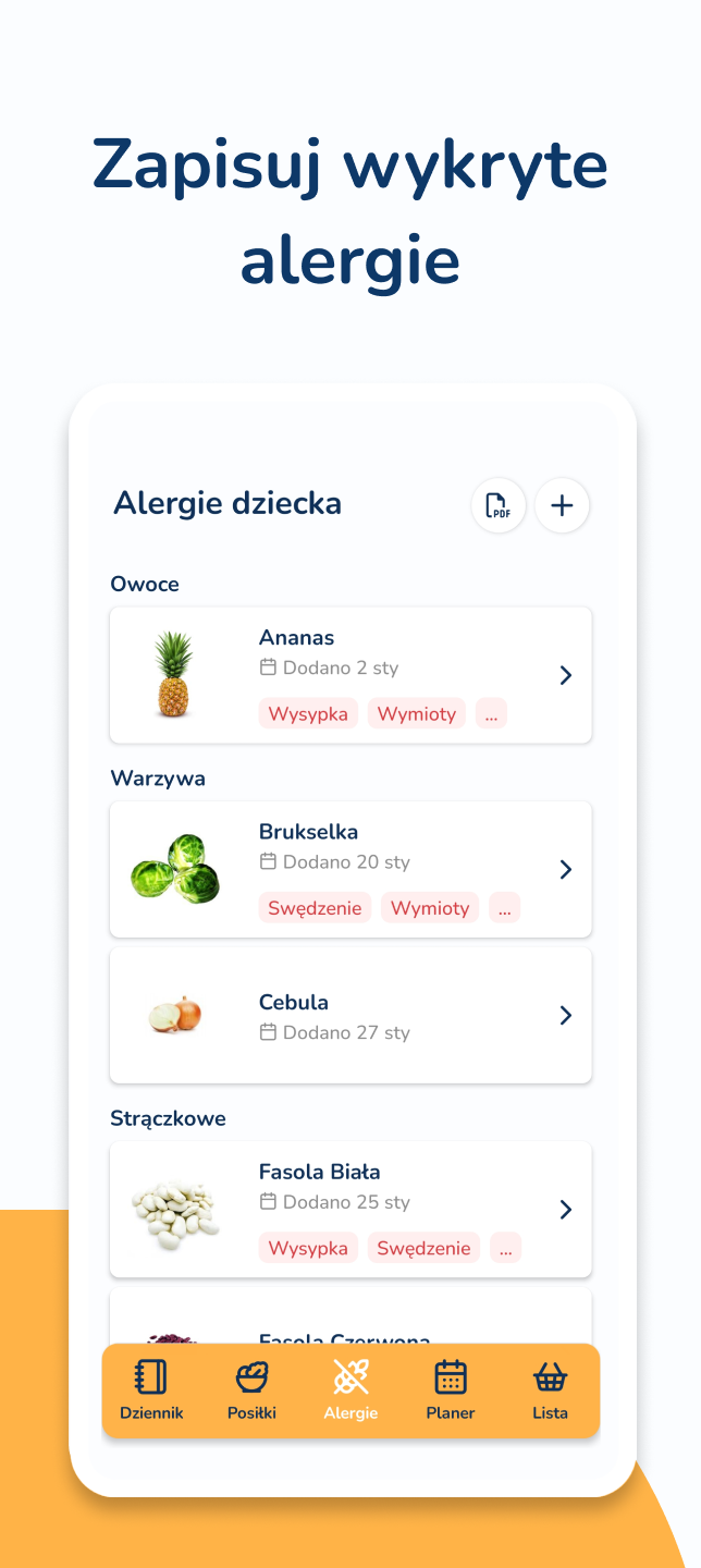 Zapisuj wykryte alergie